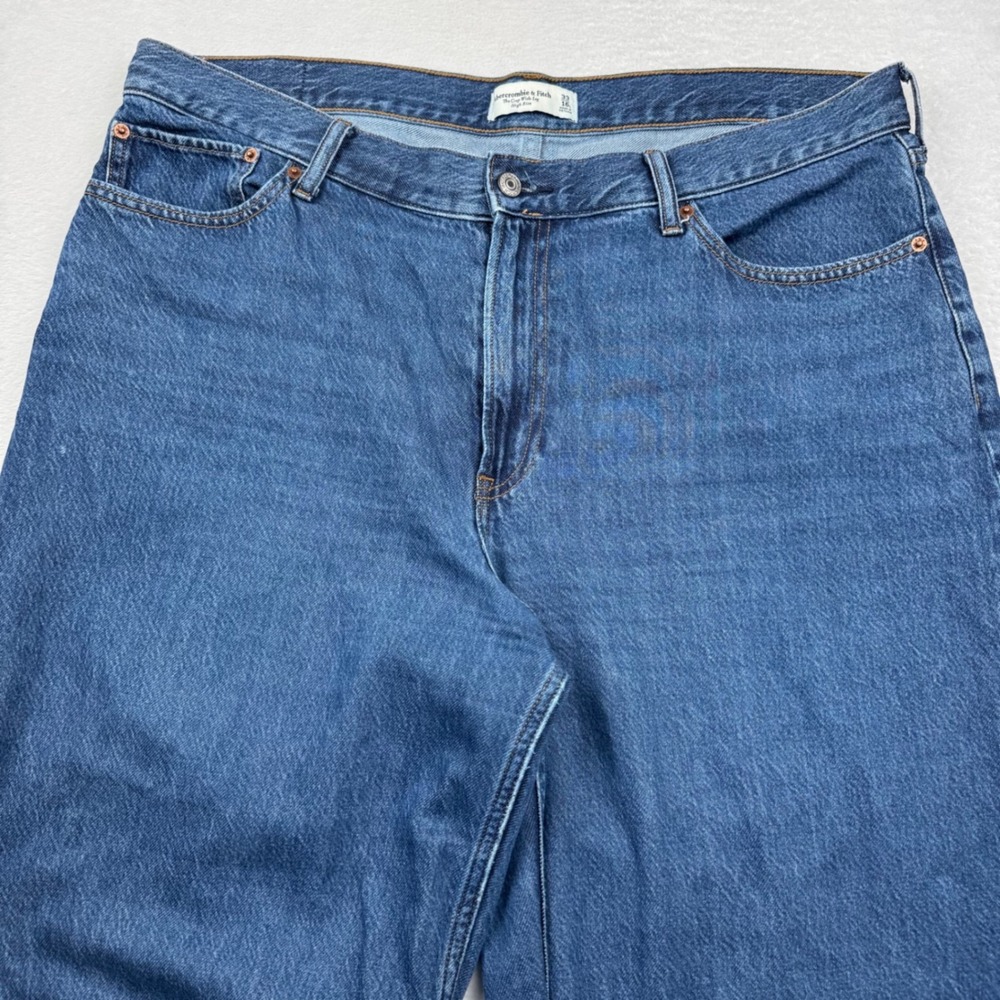 Abercrombie & Fitch The Crop Wide Leg Jeans Womens 33/16L Blue High Rise Denim - Picture 2 of 12